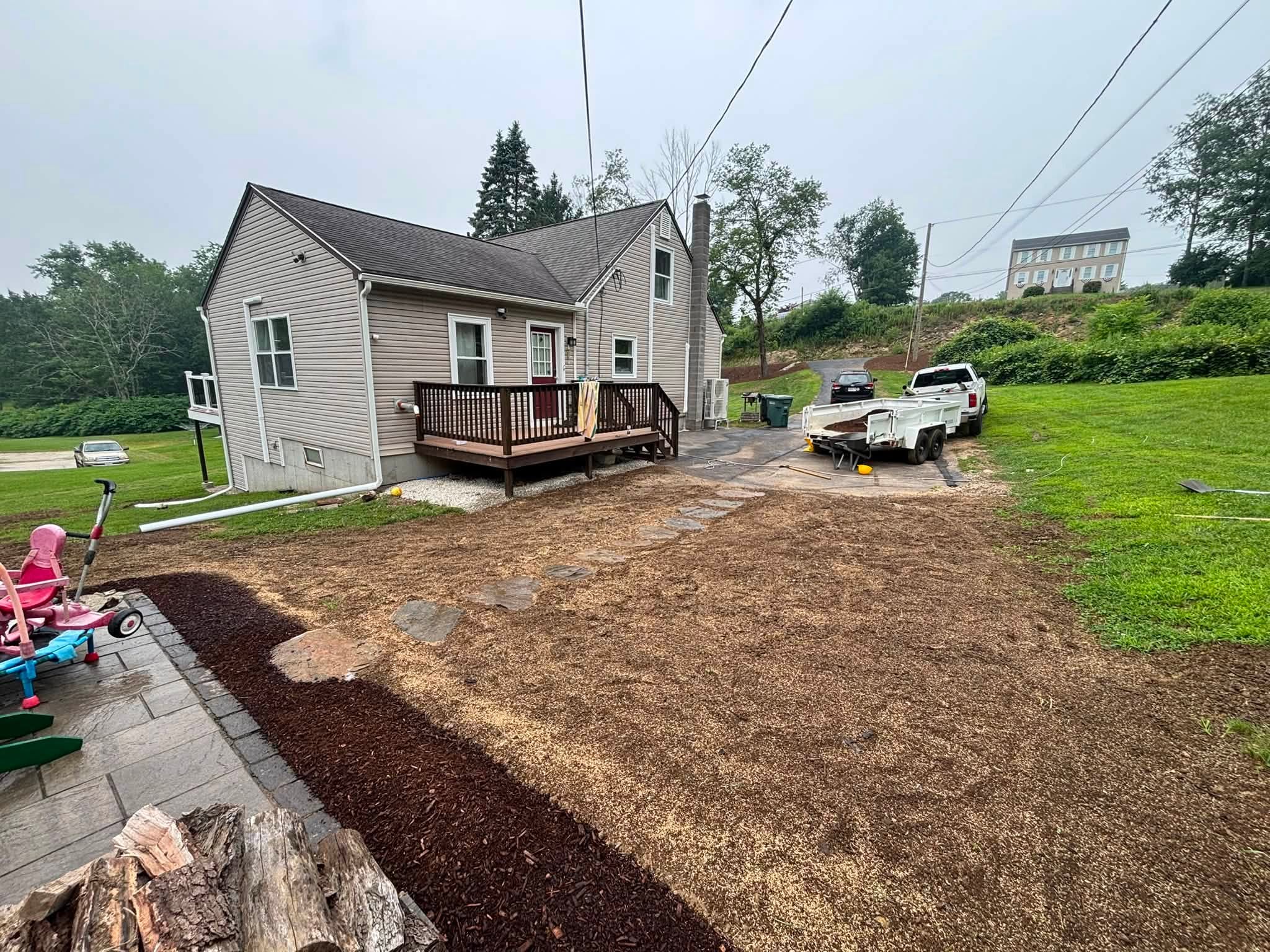 Natural stone path to front door — completed project